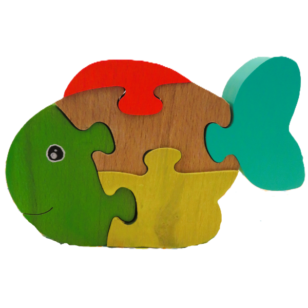 puzzle en bois 5 pièces poisson sami créascions