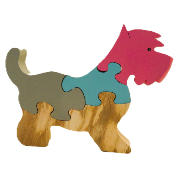 puzzle en bois 4 pièces chien sami créascions