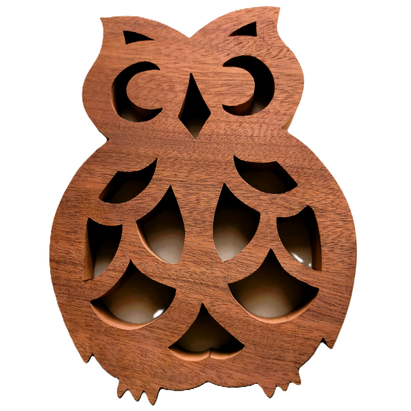 dessous de plat en bois motif chouette sami créascions