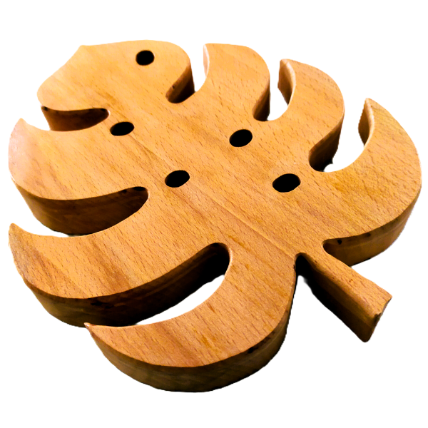 dessous de plat en bois motif feuille de monstera sami créascions