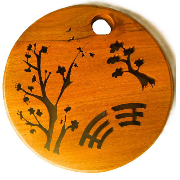 dessous de plat en bois motif zen japonnais sami créascions