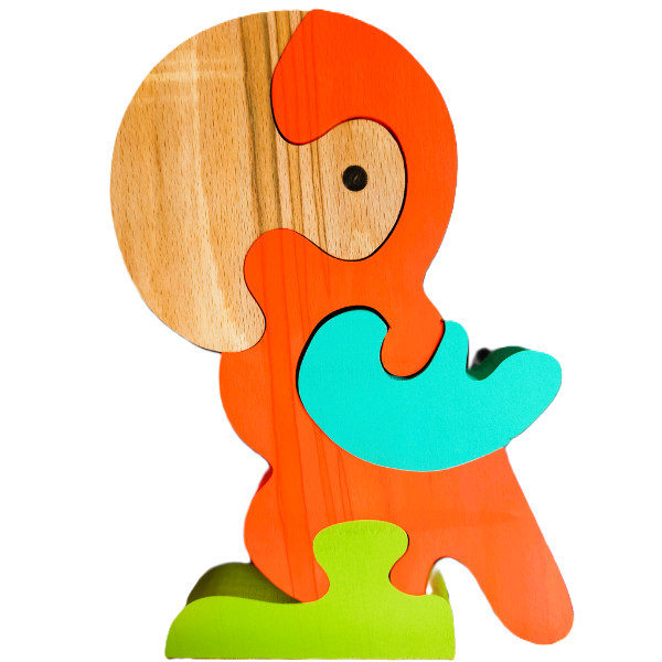 puzzle en bois 4 pièces perroquet sami créascions