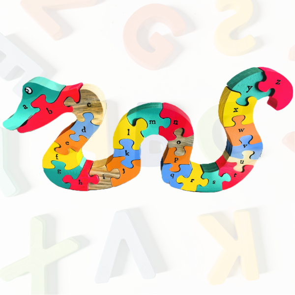 puzzle bois serpent de l'alphabet sami creascions