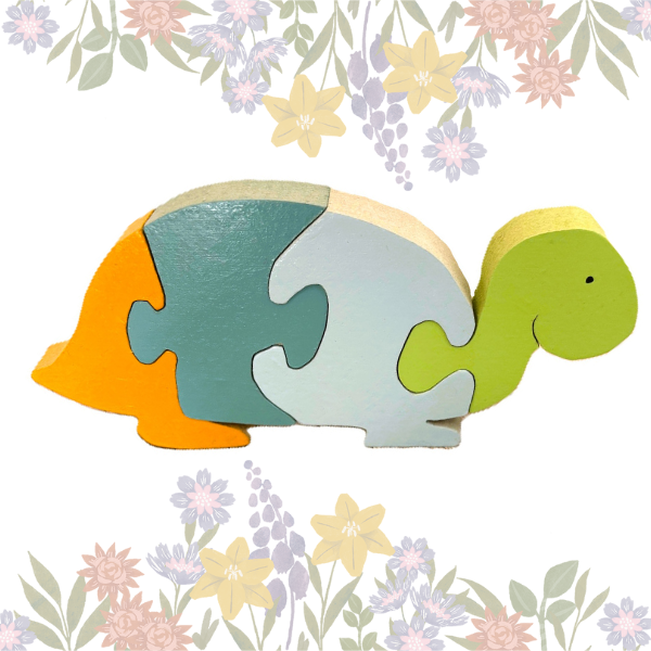 puzzle en bois 4 pièces tortue sami créascions