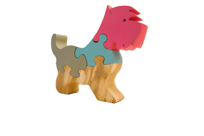 puzzle en bois 4 pièces chien sami créascions