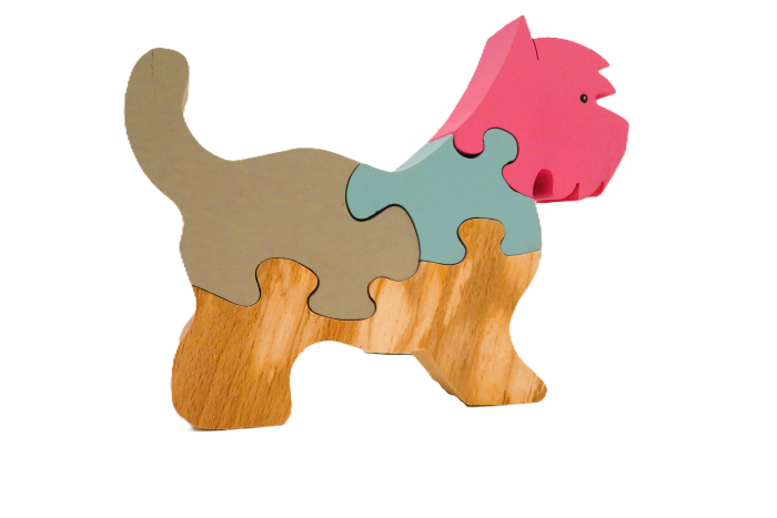 puzzle en bois 4 pièces chien sami créascions