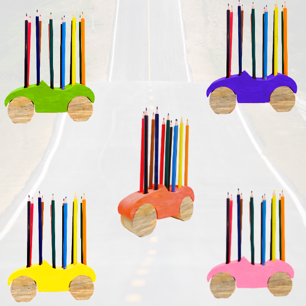 supports crayons de couleurs bois voiture sami créascions