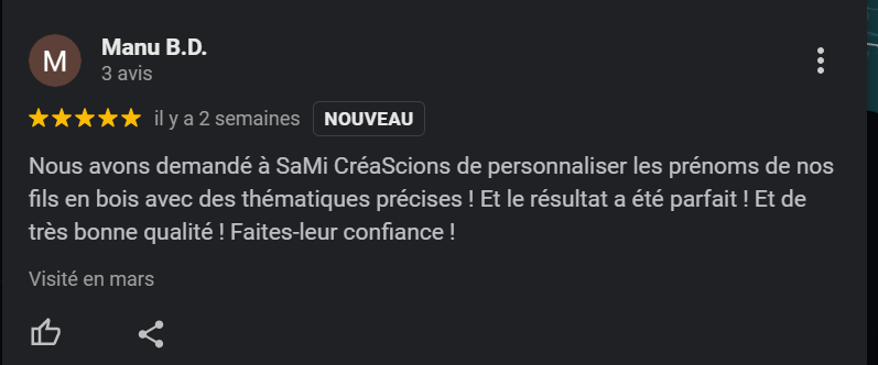 Avis google sami créascions