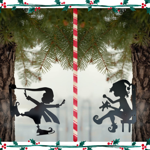 Décoration extérieur en alu lutin et lutine de noël sami creéascions